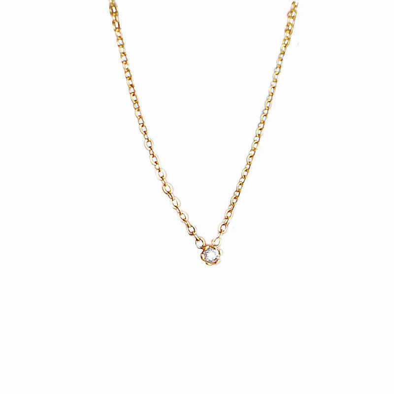 项链无敌迷你日系小钻锁骨超嗲经典一粒裸钻项链