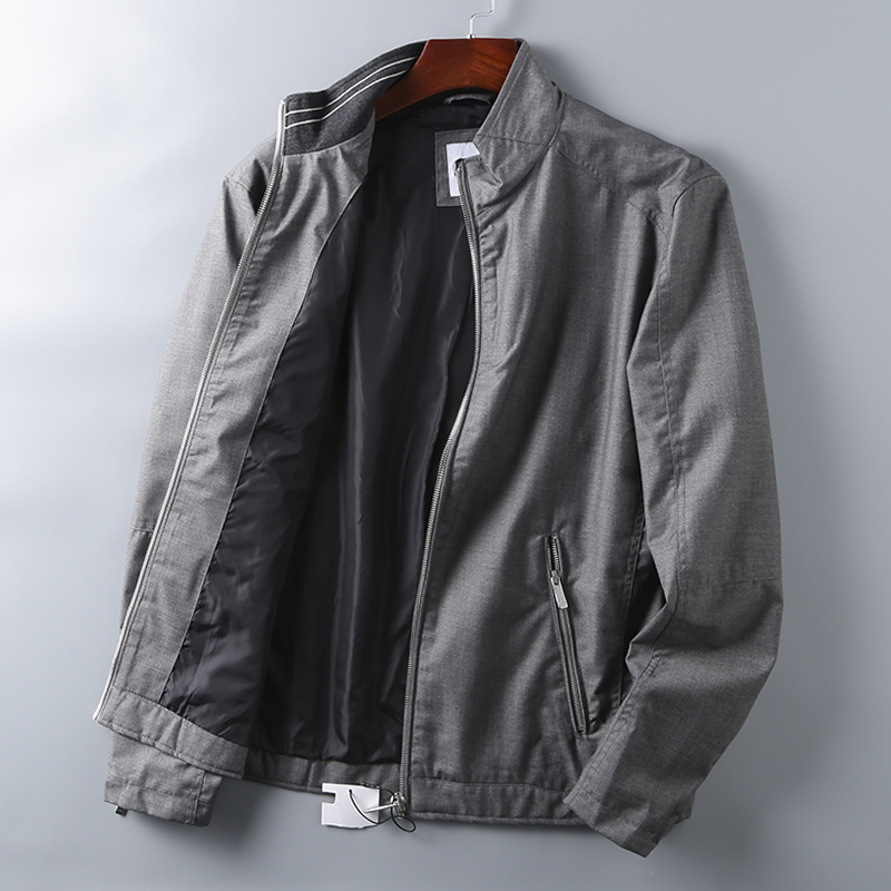 杜邦轻量涂层梭织面料！防风防水！男秋季修身纯色夹克外套外衣