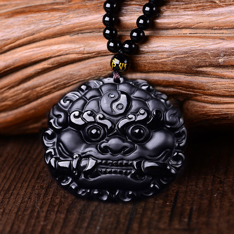 开运天然冰彩曜石麒麟头吊坠石敢当项坠护身平安项坠