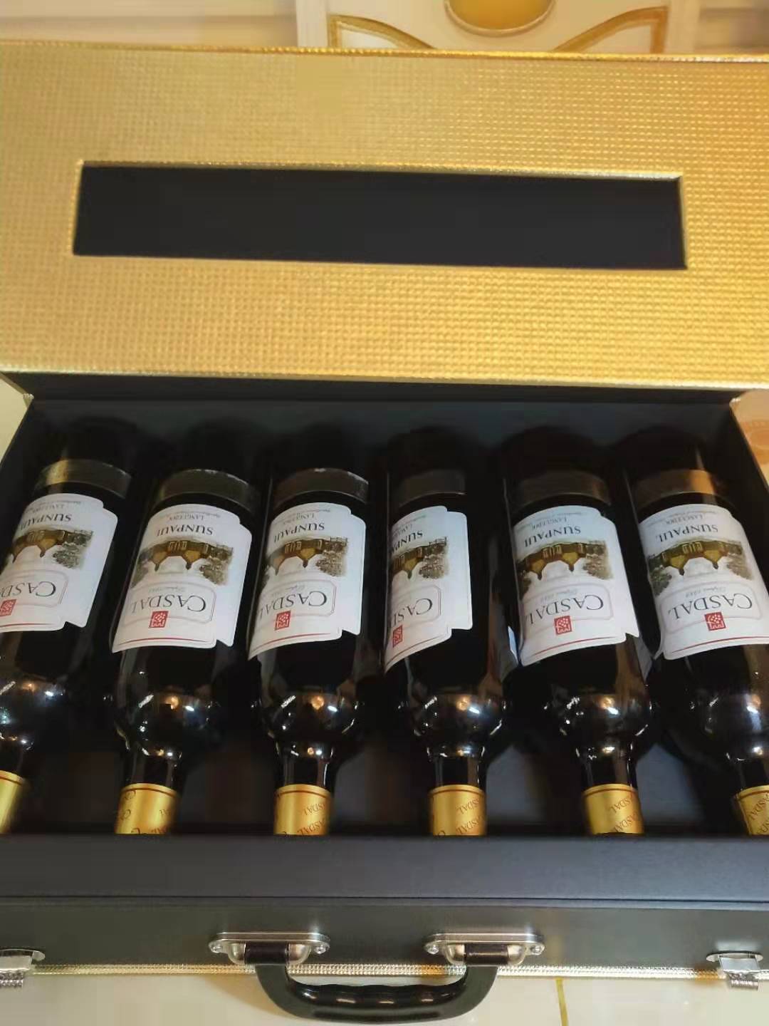 卡斯乐圣柏罗卡拉红葡萄酒红酒6支皮盒礼盒法国干红静态葡萄酒