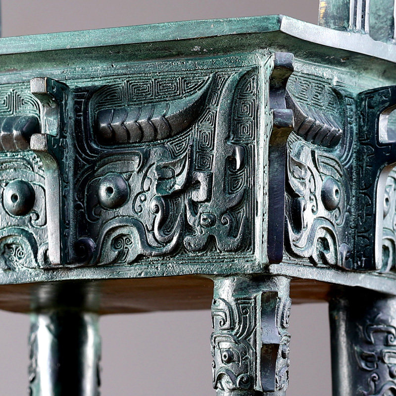 仿古青铜器摆件洛阳鼎兽面纹方鼎纯纯铜青铜鼎工摆件