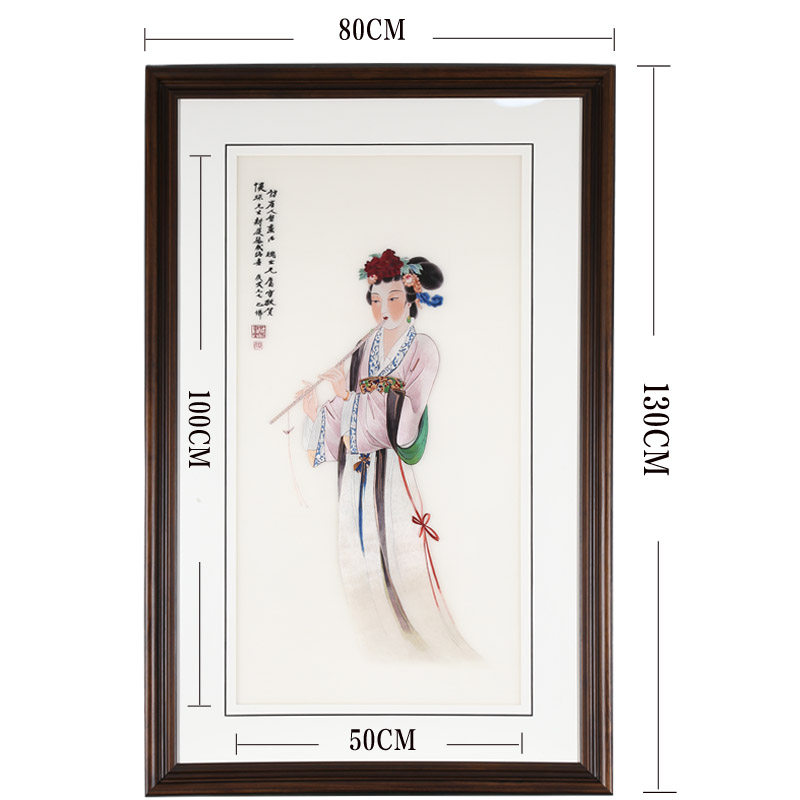 刺绣仕女顾氏手工人物苏绣女图新中式中式客厅书房苏绣