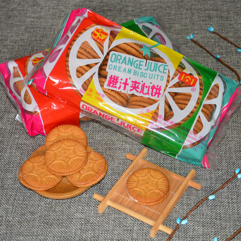饼干老牌子橙汁夹心8090童年零食怀旧特产湖北夹心饼干