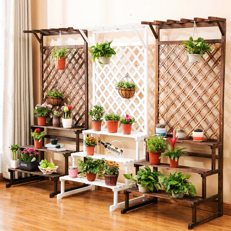 防腐阳台花架家用多层实木隔断户外植物物架花架