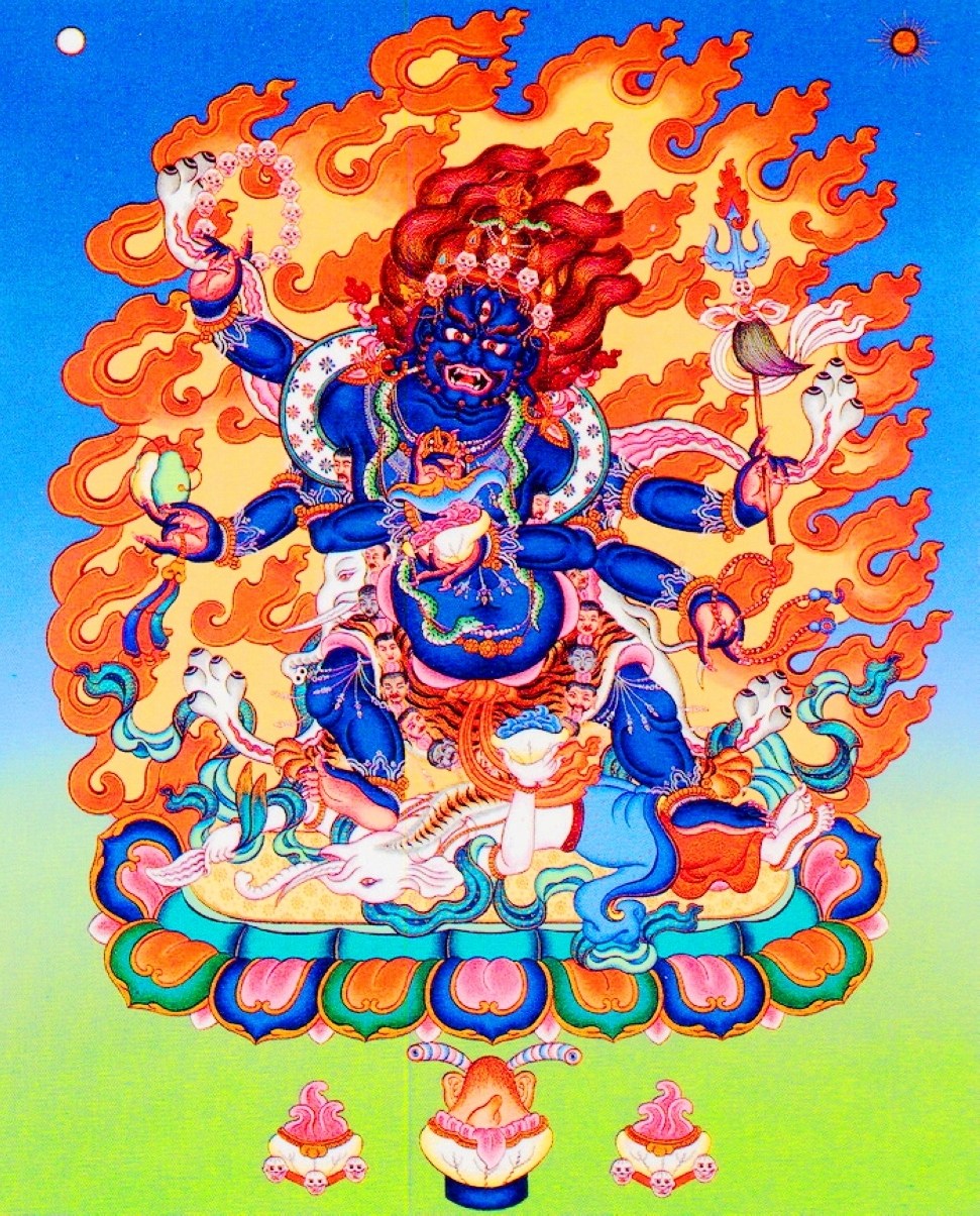 唐卡十字绣线绣thang-ga藏族diy定制六臂玛哈嘎拉十字绣套件