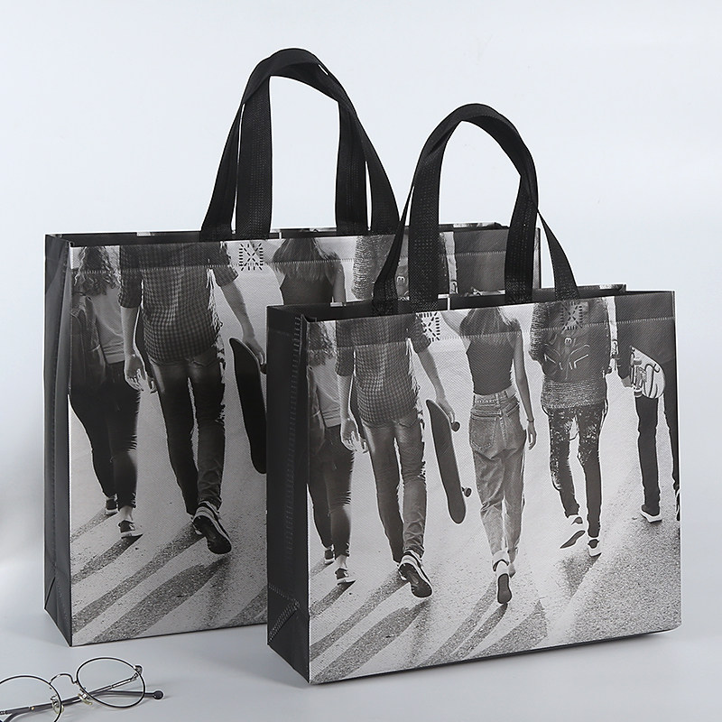 高档无纺布手提男装大气潮流购物袋覆膜时尚个性购物袋