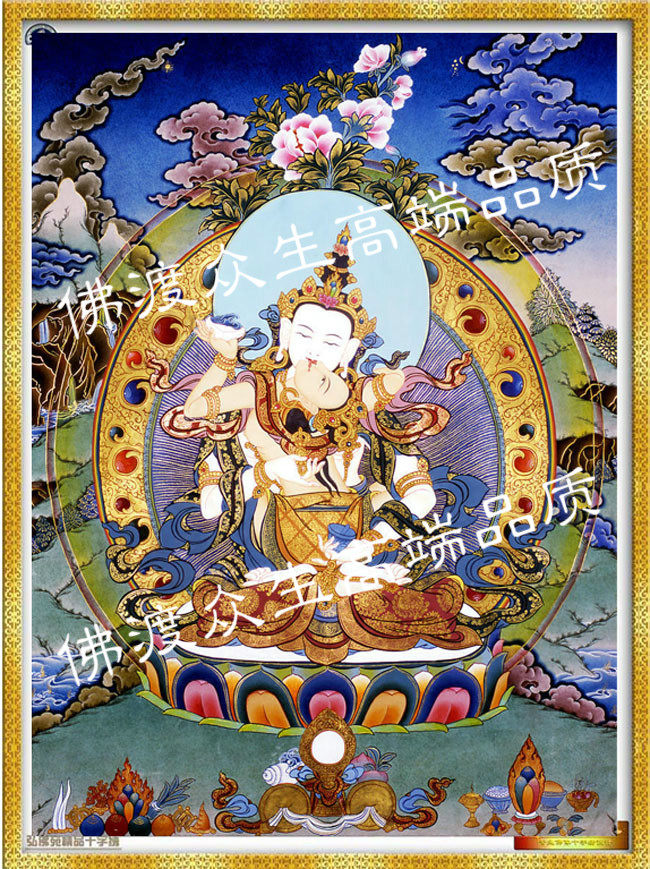 新款客厅印花十字绣套件藏传佛教佛像唐卡金刚萨垛双运双十字绣套件