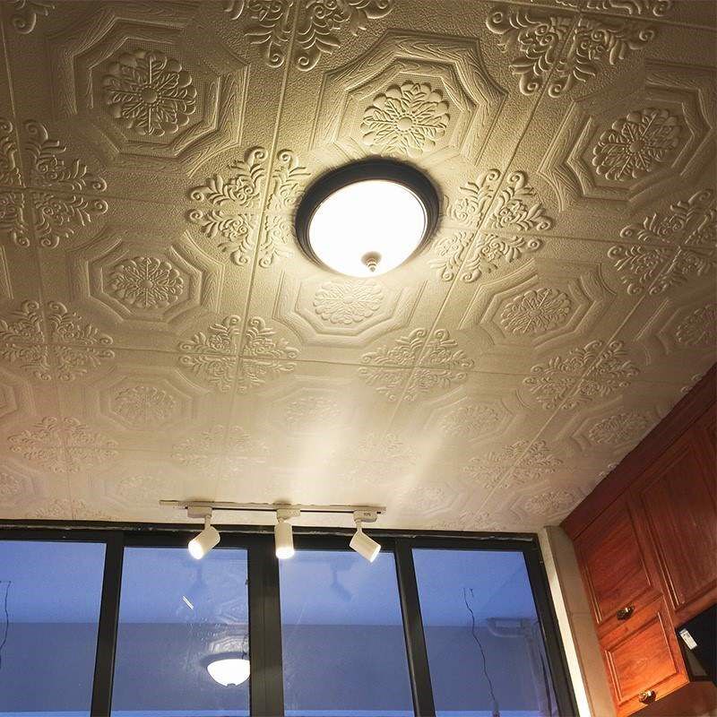 棚顶装饰天花自粘吊棚板天花板网红掉顶贴纸房屋吊顶塑料简易