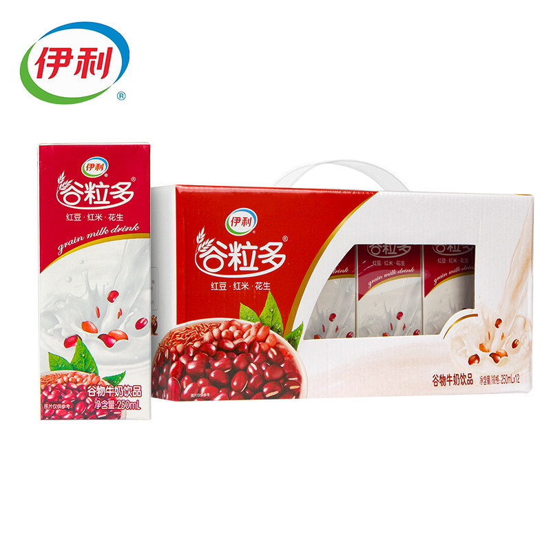 伊利谷粒多红谷红豆红米花生12盒营养早餐谷物整箱牛奶送礼