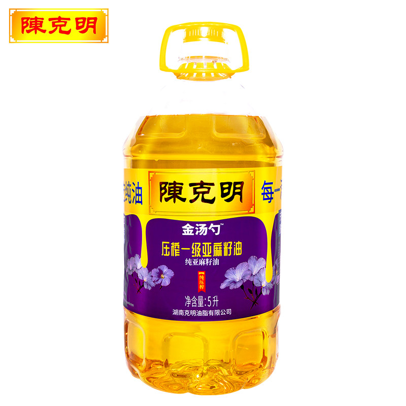 陈克明亚麻籽油5升压榨山茶油家用烹饪底料清香其它