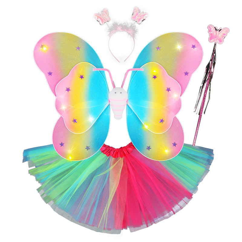 发光彩虹公主翅膀小女孩背的61玩具