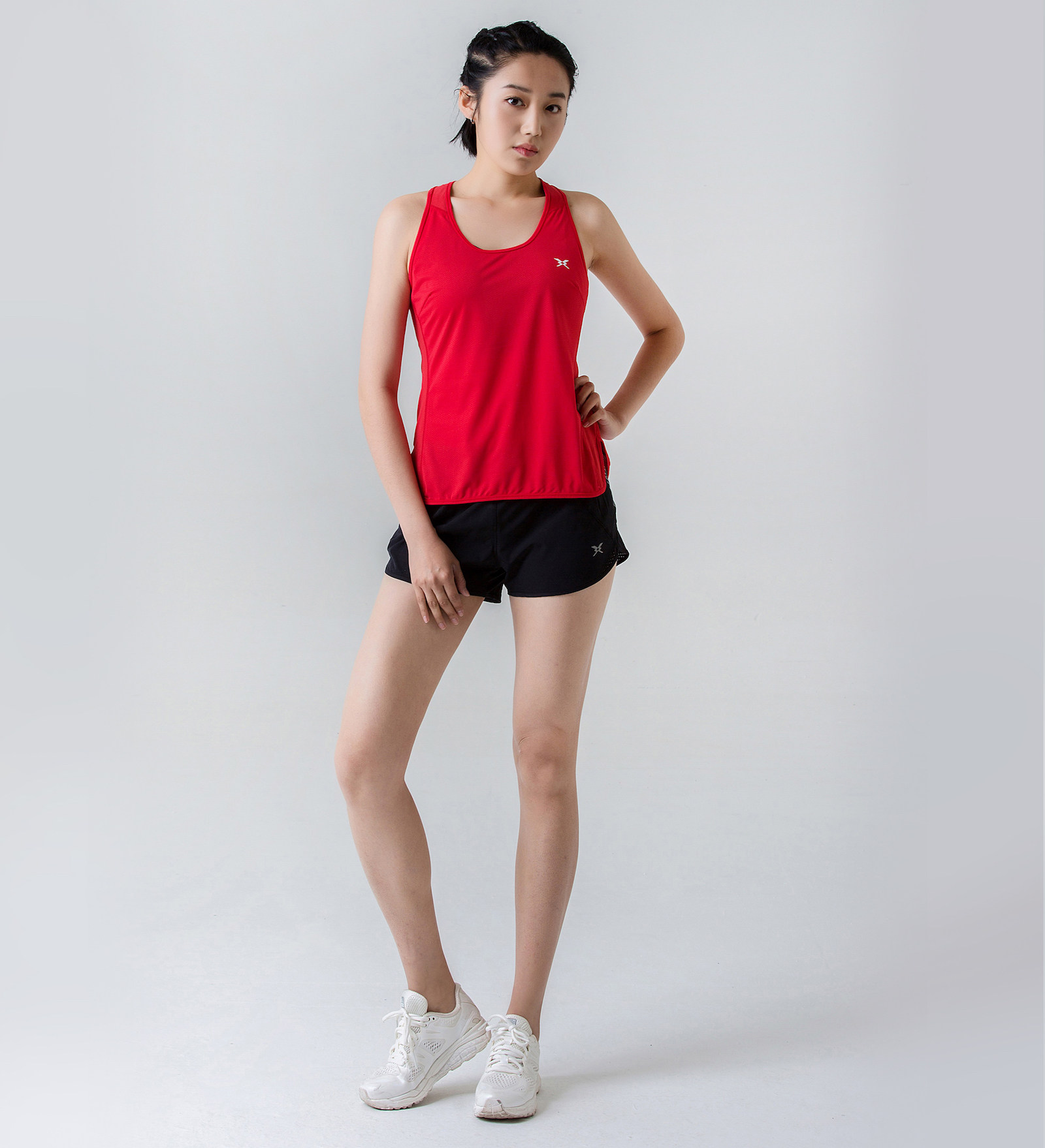 身体智慧bodywit女马拉松跑步背心红色中国红快干超轻网眼田径