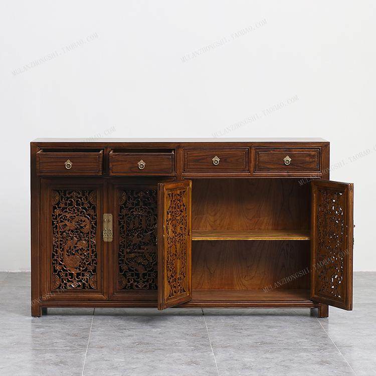 中式仿古实木家具樟木镂空4门鞋柜明清鞋柜