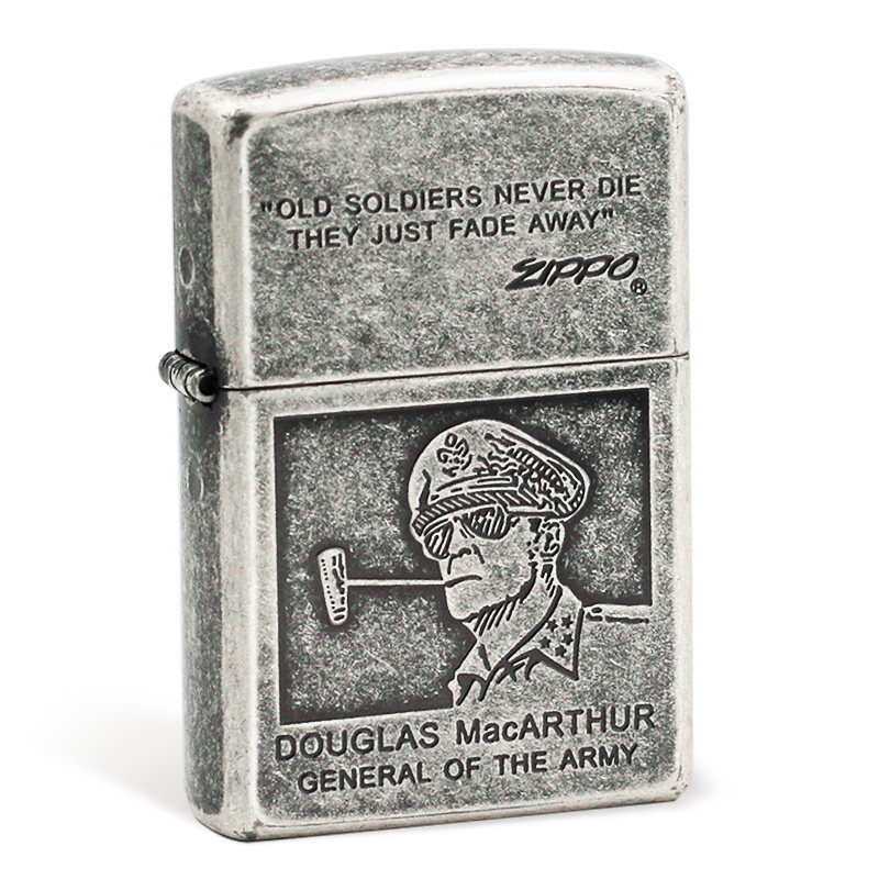 正版zippo打火机古银二战麦克阿瑟将军单面个性男士zippo