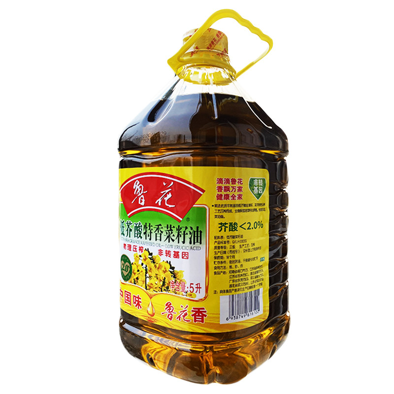 鲁花特香菜籽油5l低芥物理压榨转基因全国包邮促菜籽油