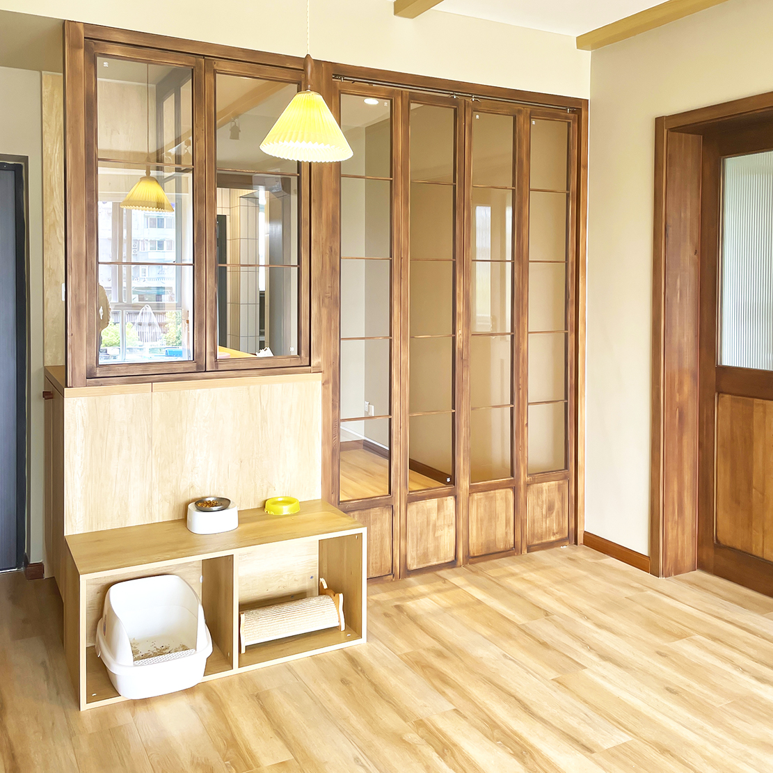 成都民宿仿古做旧实木门推拉门榻榻米日式料理格子和室门