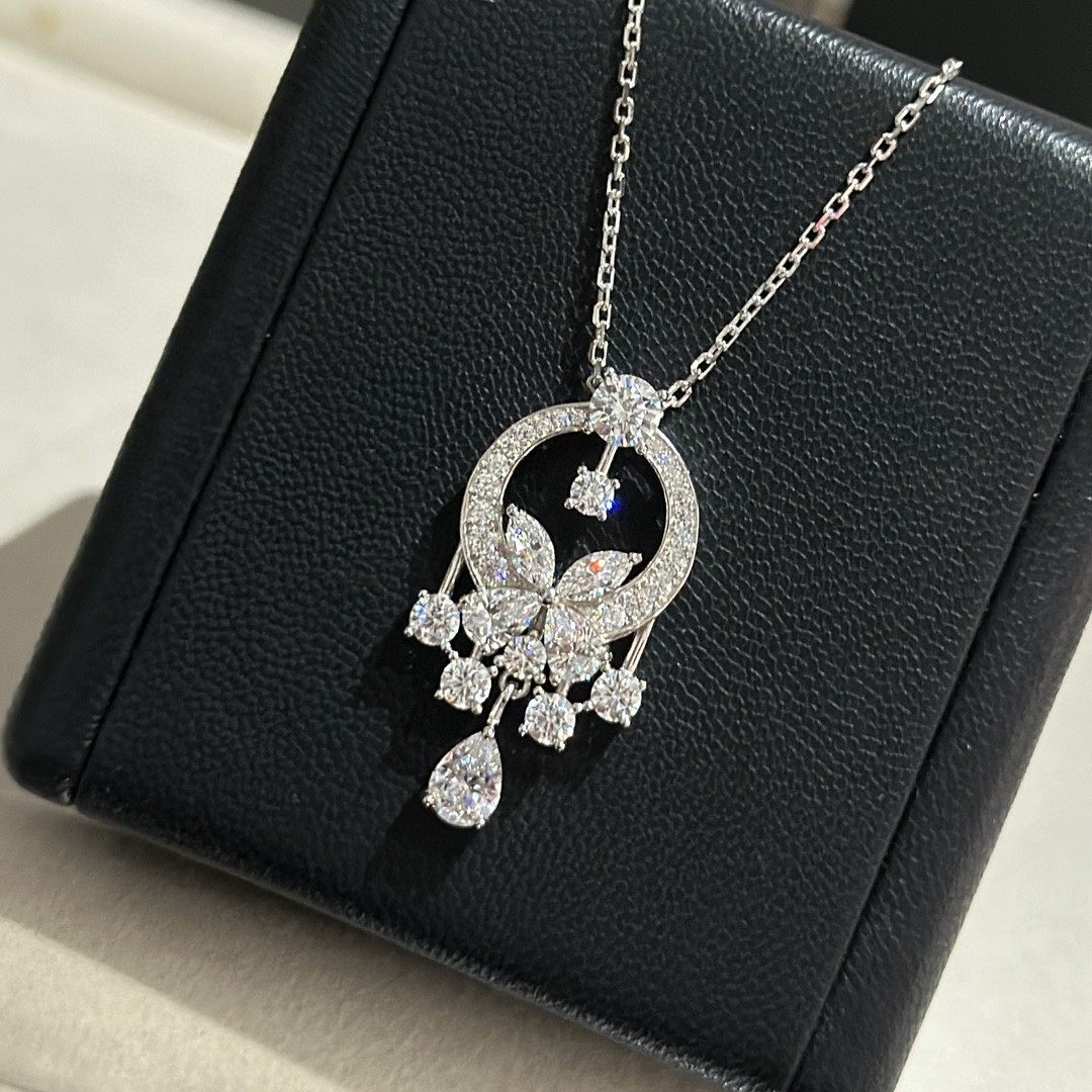 格家新款白富美系列奢华法式花园流苏花簇项链项链