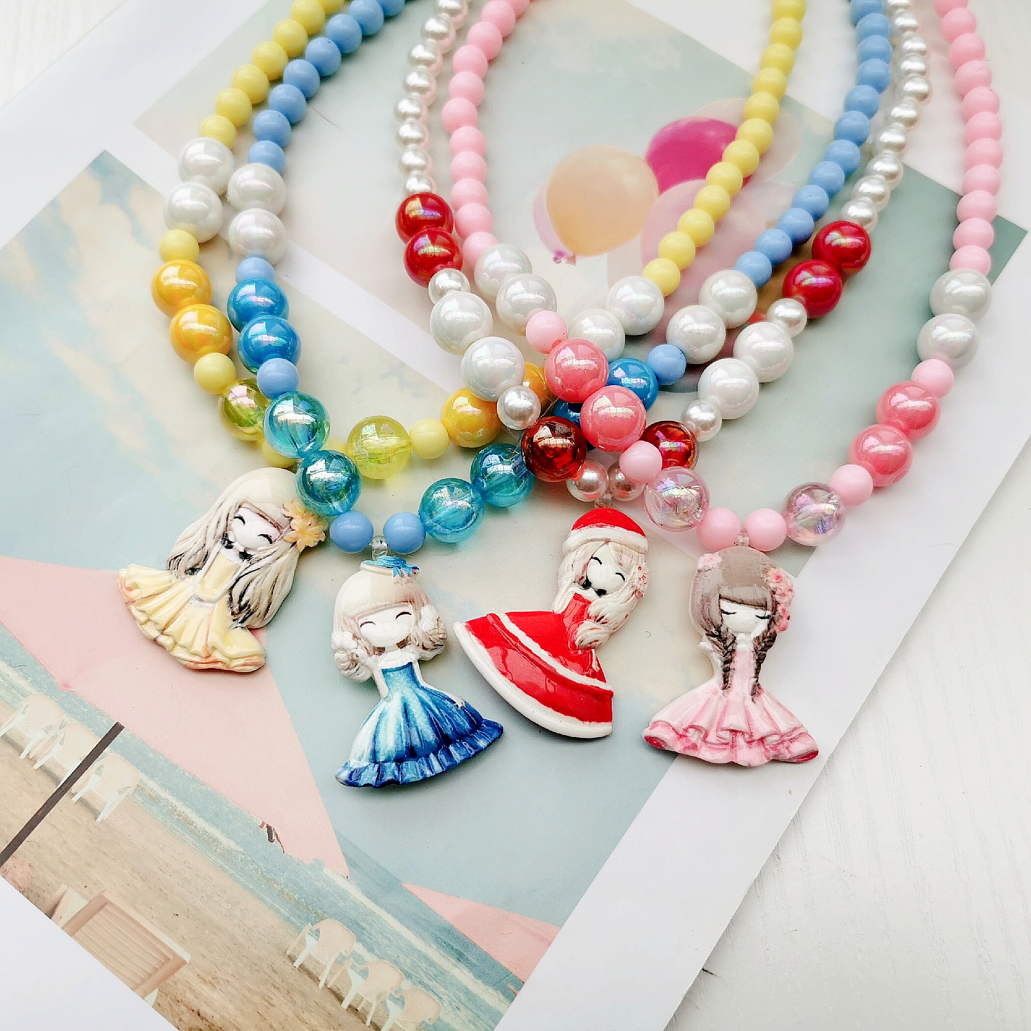 百搭公主珍珠项链宝宝卡通饰品女孩过家家女童项链
