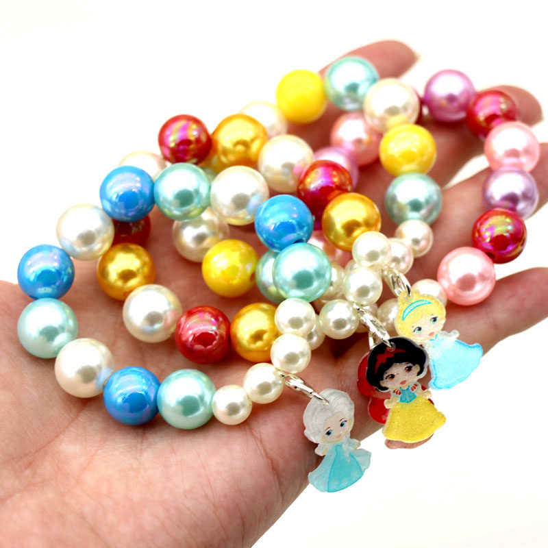 可爱迪士尼公主儿童手链珍珠女童手镯手链