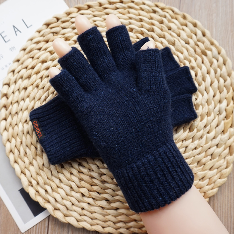 歌诺达触屏开车针织毛线保暖手套羊毛纯羊半指手套