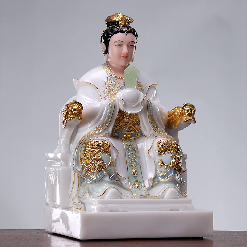 泰山汉白玉奶奶神像家用供奉碧霞元君圣圣母娘娘装饰摆件