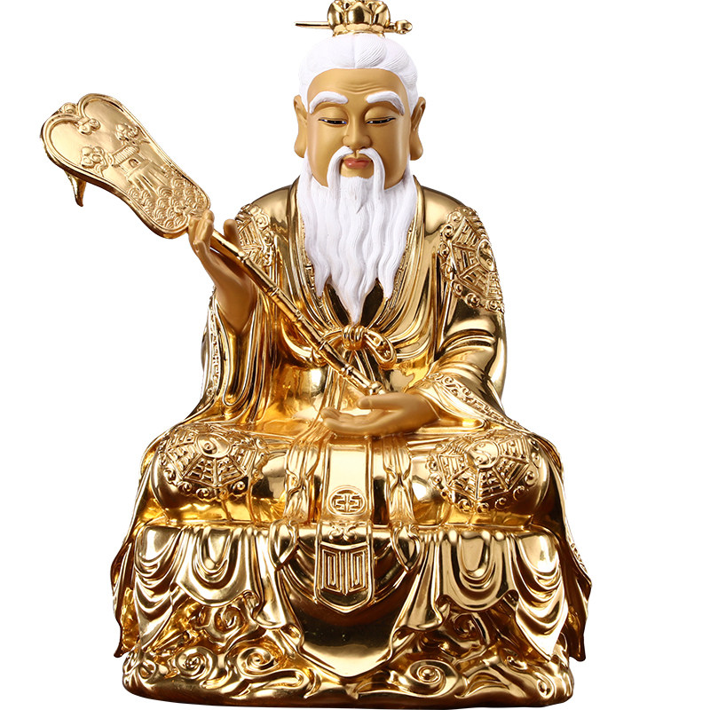 天尊秦歌贴金三清清道太上老君君道教祖师爷摆件