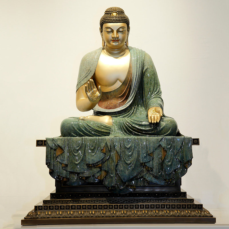 秦歌纯铜精雕释迦牟尼佛像88厘米文殊普菩萨供奉摆件