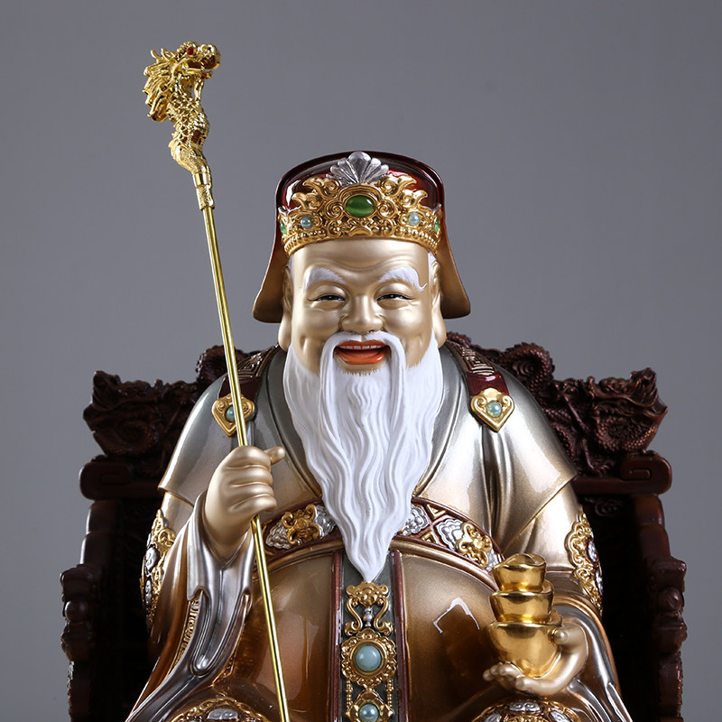 土地台湾铜雕神像道教福德正神家用供奉摆件摆件