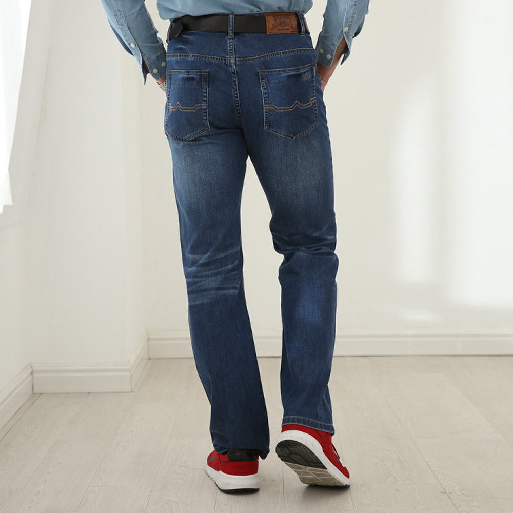 威鹏2018夏季新款牛仔裤男 中腰直筒薄款无弹水洗牛仔长裤190586