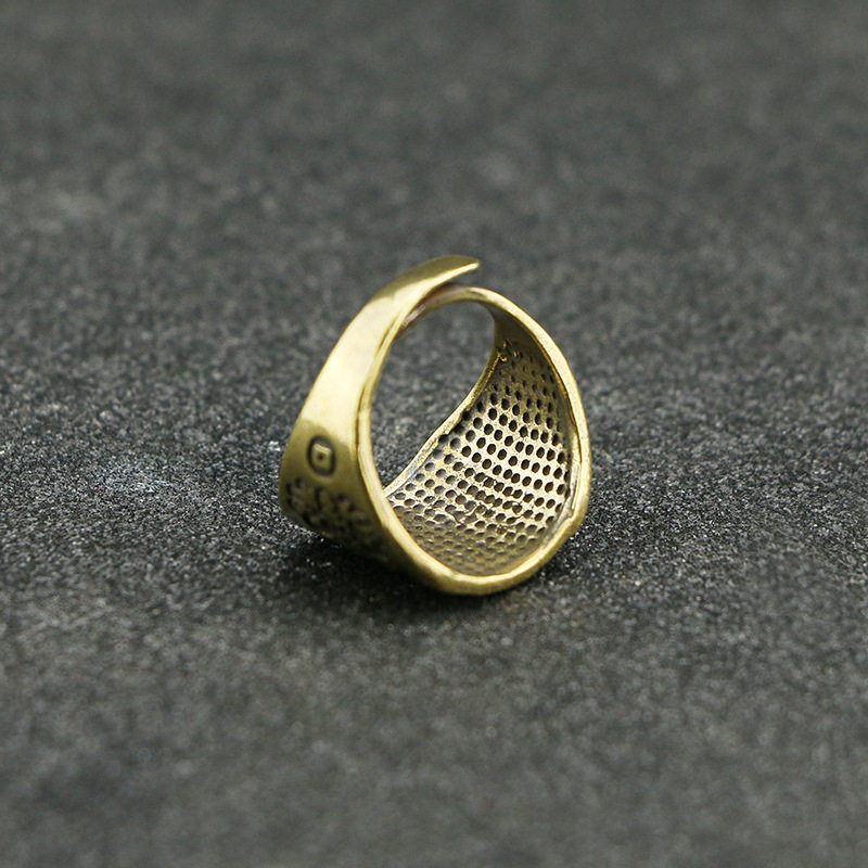 古玩铜器收藏复古黄铜手工戒指男福字指环民国戒指