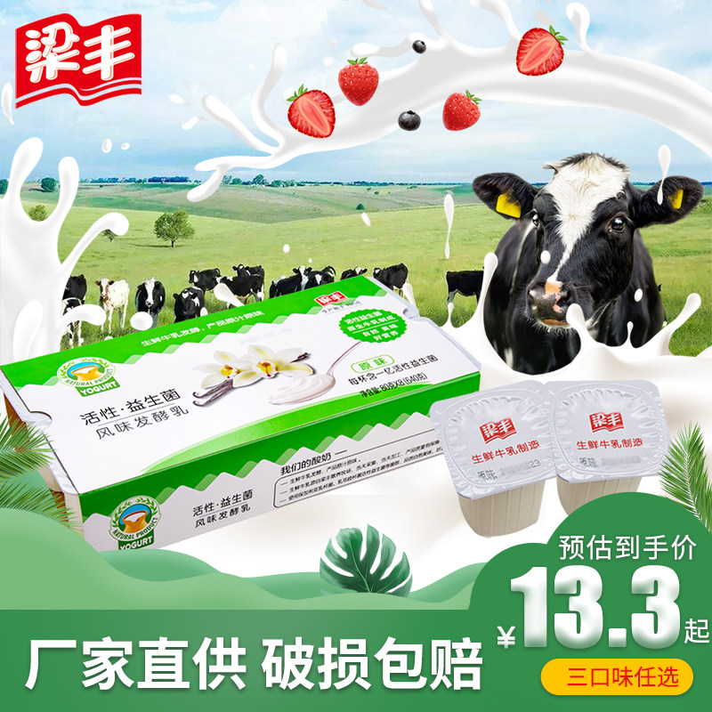 梁丰低温酸牛奶风味发酵乳生牛乳原味草莓蓝莓酸奶