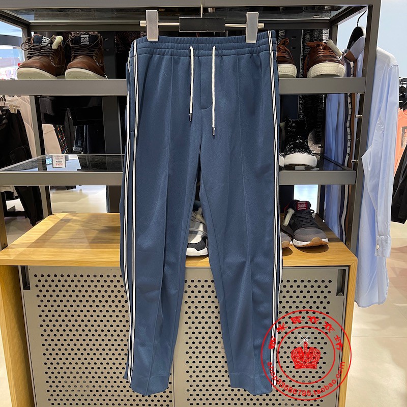 JackJones杰克琼斯春男条纹拼接微弹锥形运动长裤220114517