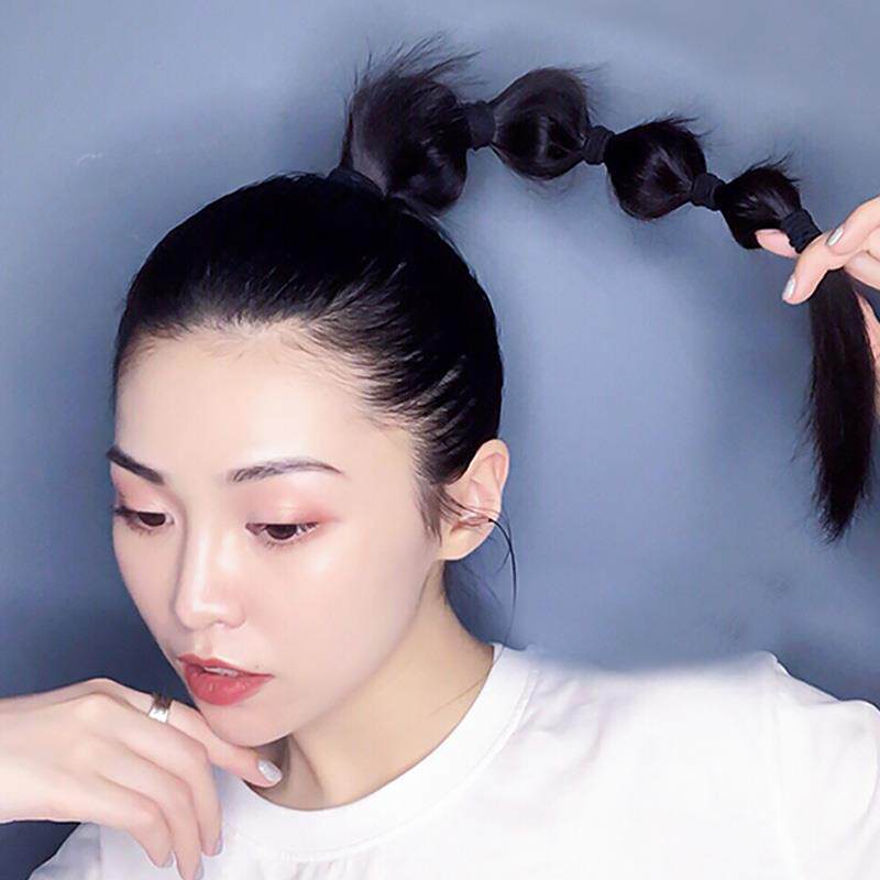 马尾假发麻花高马尾辫子麻花辫直发双蓬松网红泡泡马尾