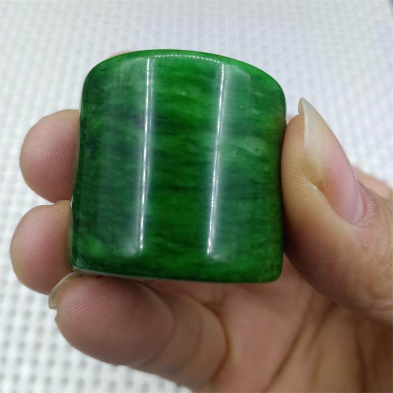 干青扳指缅甸翡翠祖母绿铁龙生满色男女款玉石戒指