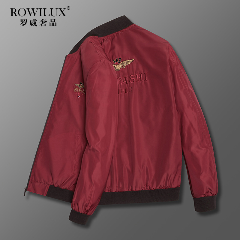 ROWILUX轻奢老鹰刺绣休闲夹克外套男士春秋新款青年棒球服上衣潮