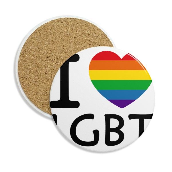lgbt同性恋彩虹旗图案圆形杯垫水杯隔热2片礼品文化创意杯垫