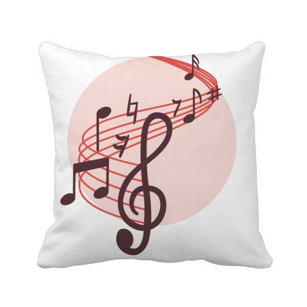 红底圆形摆动音乐乐章方形抱枕沙发靠垫双面动漫毛绒
