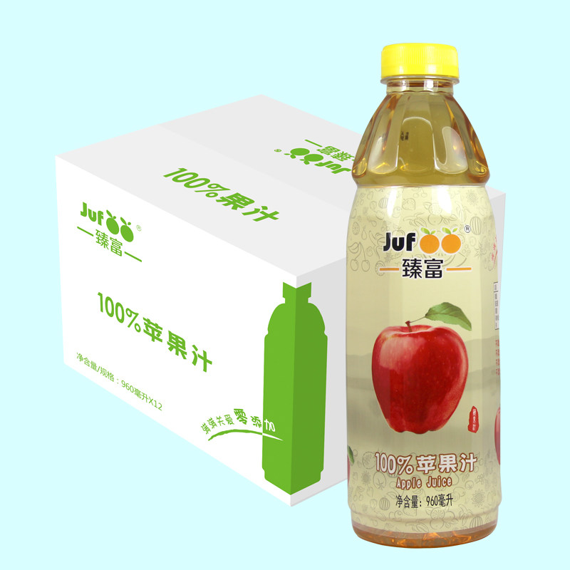 臻富纯果汁100%苹果汁960ml*12瓶好喝健康营养不添加航食饮品饮料