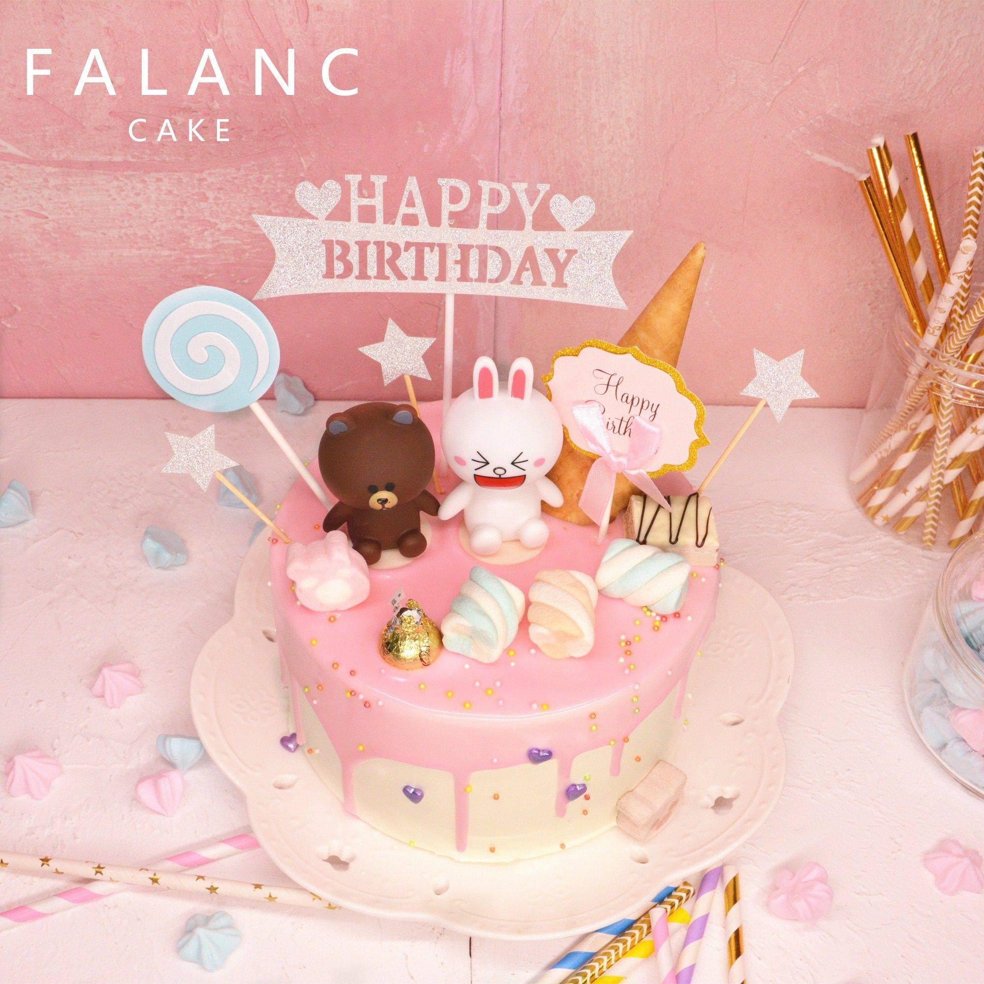 定制布朗熊可妮兔女孩淋面生日蛋糕新款北京上海广州深圳同城配送