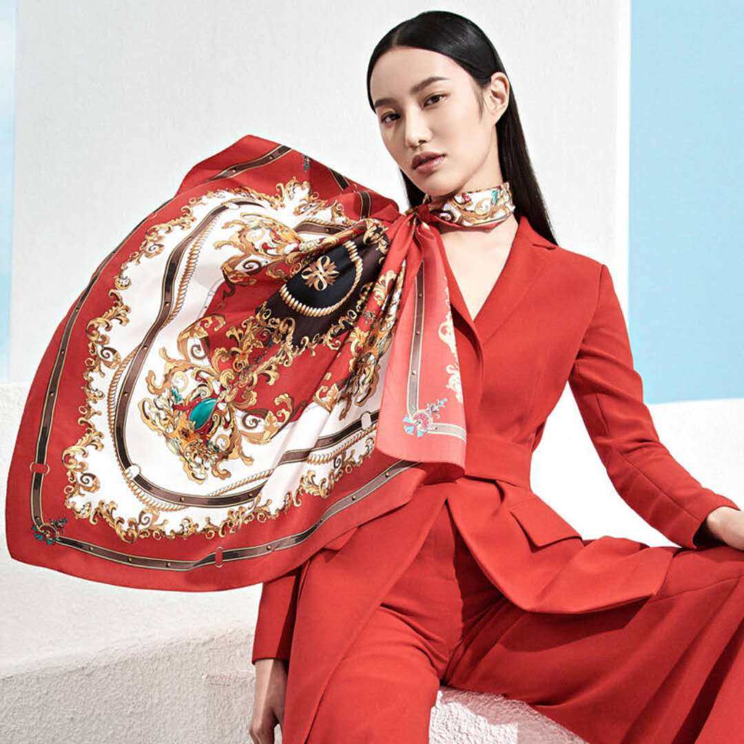 wensli万事利大方巾真丝桑蚕丝披肩围巾丝巾女18年冬季新款 恋物