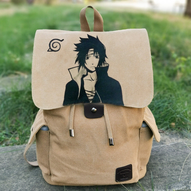 新品diy手绘火影鸣人双肩包男女女学生书包抽带双肩背包