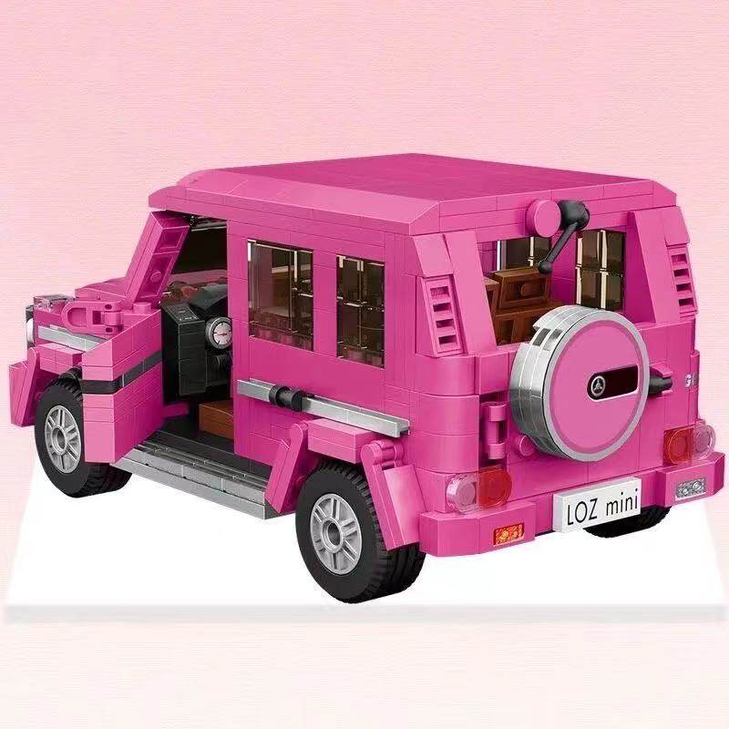 loz俐智1129粉红色大奔越野车模型拼装积木减压建构