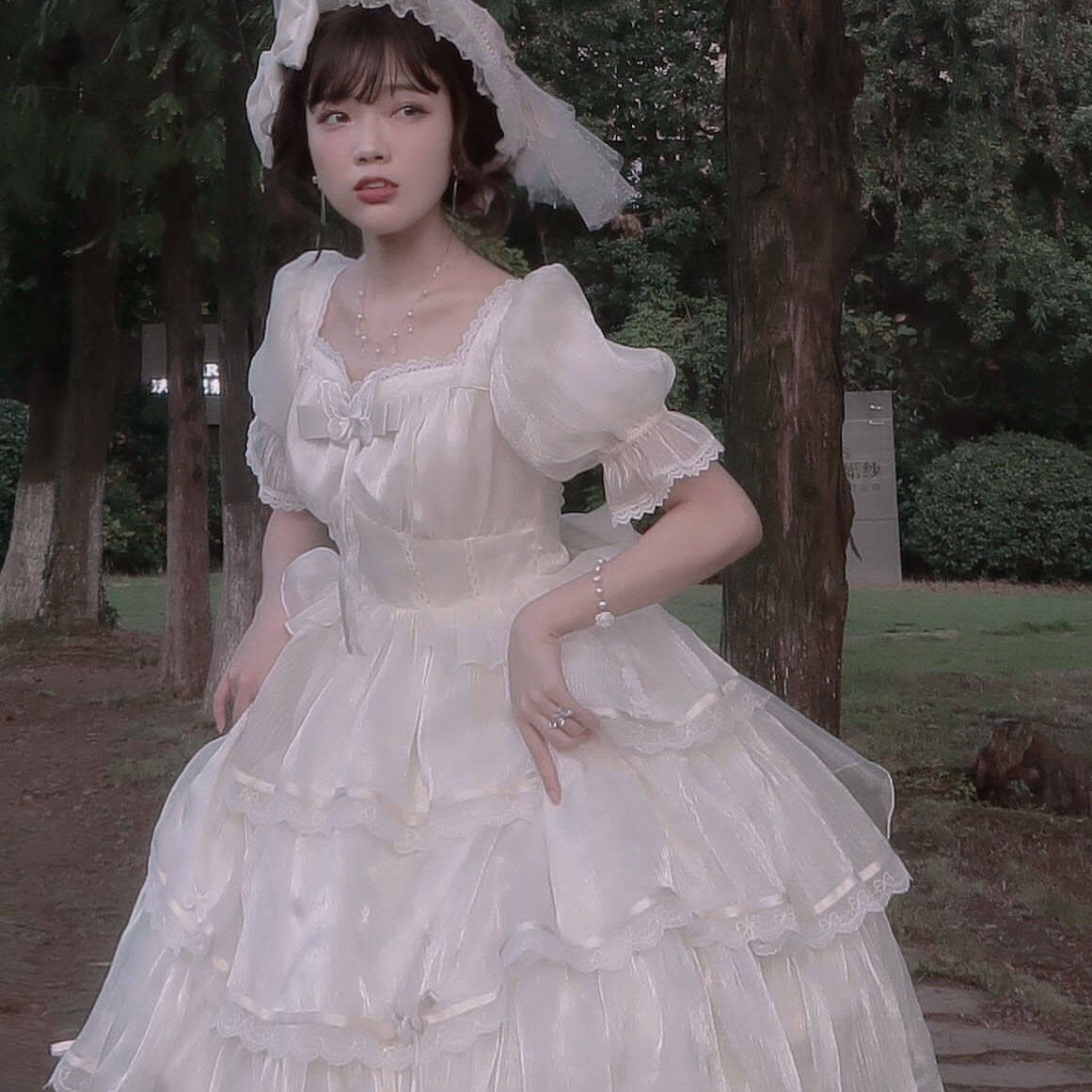 现货洛丽塔芙拉小姐套头lolita连衣裙短袖op花嫁连衣裙