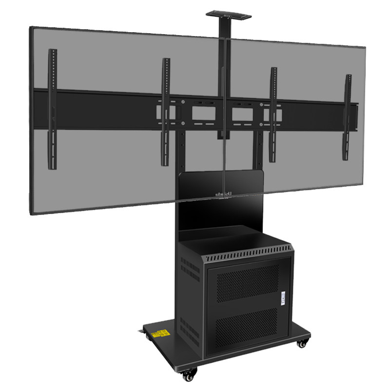 双屏电视机支架拼接移动架子65寸落地显示屏推车电视机架