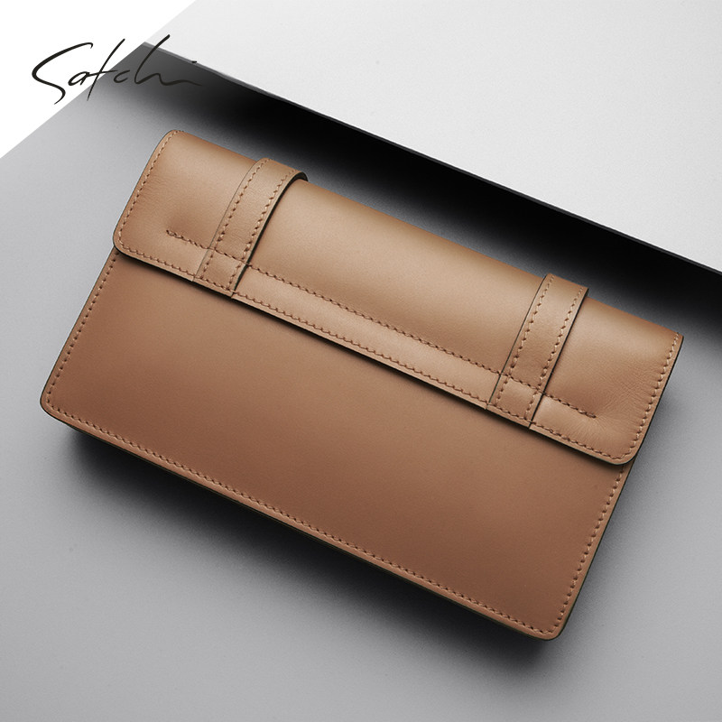 satchi沙驰全粒面细纹小牛皮手包真皮长款钱包男士包袋