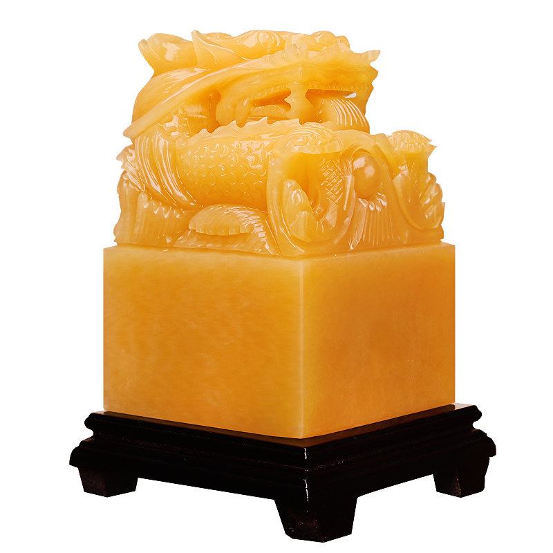 龙印摆件开光印章玉玺玉石黄玉石御龙官印祥龙摆件