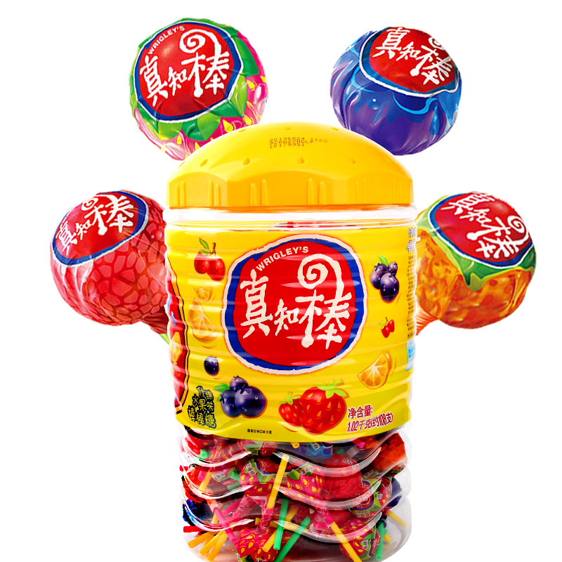 真知棒棒棒棒糖108支大桶礼盒盒装水果水果糖糖果糖果