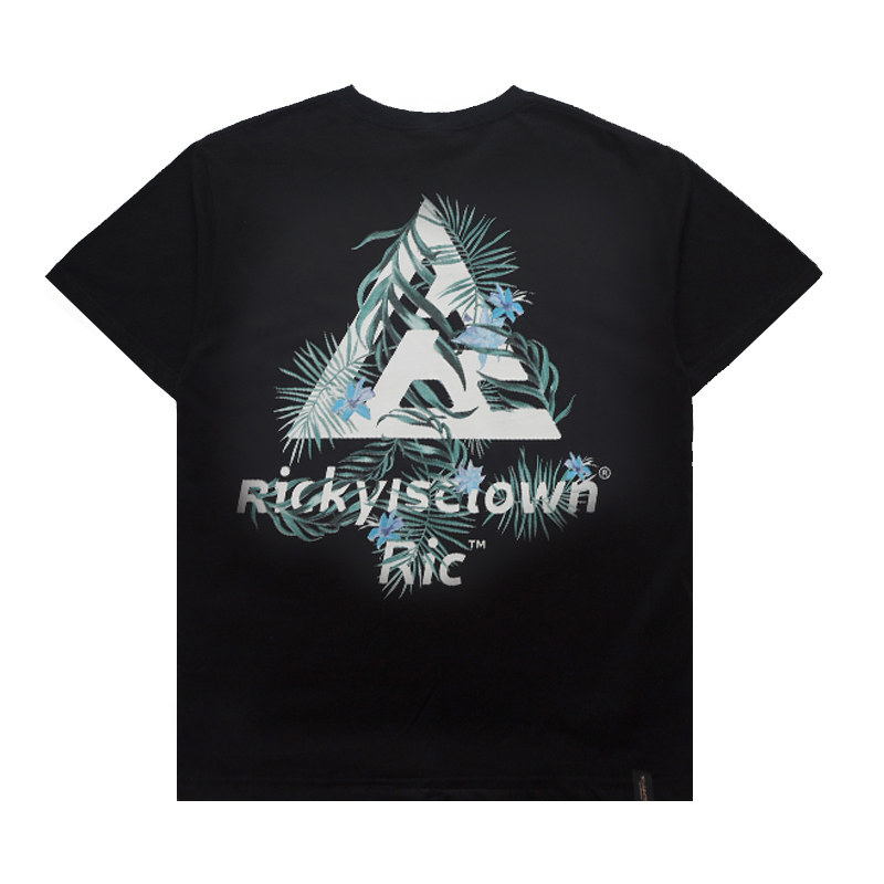 夏装t恤男国潮牌潮流宽松情侣装 rickyisclownric小丑三角棕榈短袖