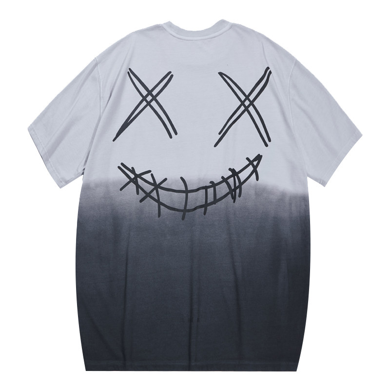 rickyisclown ric小丑渐变撕裂鬼脸t恤国潮流个性时尚情侣短袖男