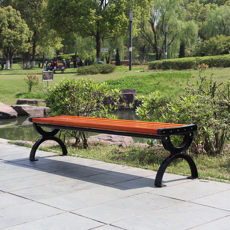 公园人禾景观新款公共阳台无靠靠背实木长板板凳公共椅